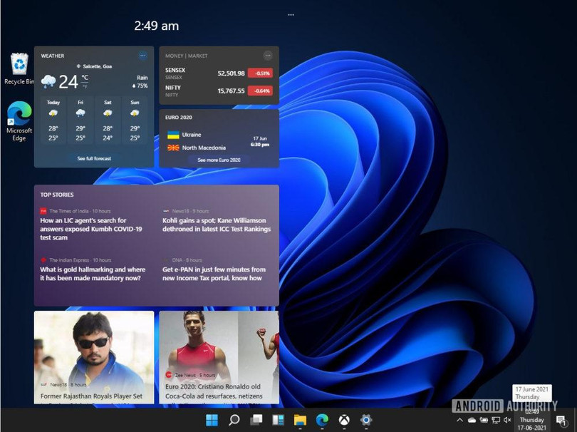 Widget sẽ quay trở lại và lợi hại hơn xưa trên Windows 11 (Ảnh: Android Authority)