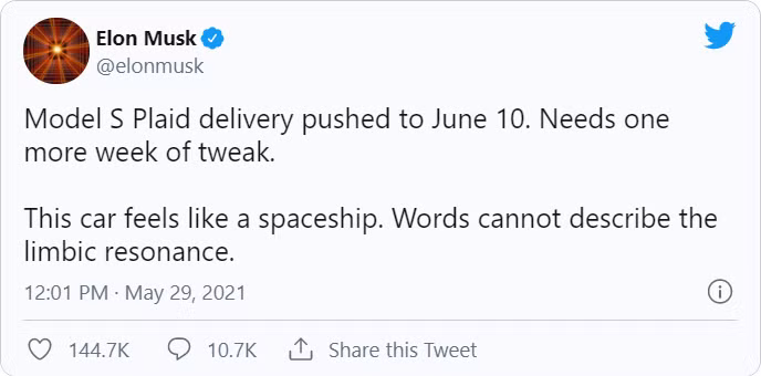 Dòng chia sẻ của Elon Musk trên Twitter (Ảnh: Tech Crunch)