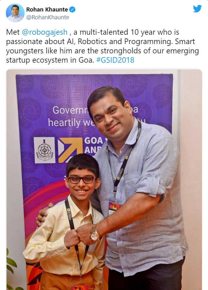 Tài năng của Gajesh Naik đã được để ý khi mới 10 tuổi (Ảnh: Twitter) Tài năng của Gajesh Naik đã được để ý khi mới 10 tuổi (Ảnh: Twitter)