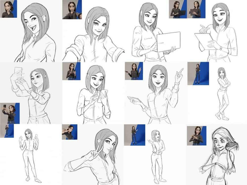 Bản vẽ các tạo hình hành động của Sam (Ảnh: Android Headlines)