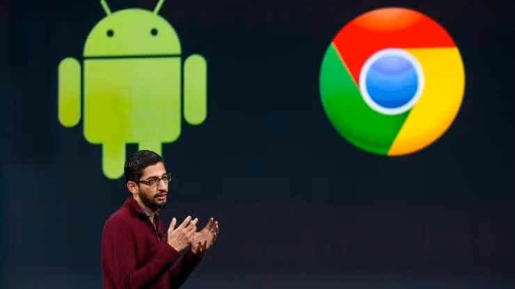 Sundar Pichai, phó chủ tịch cấp cao của Android, Chrome và Apps của Google Inc., phát biểu trong Hội nghị các nhà phát triển Google I / O (Ảnh: CNBC)
