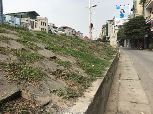 Đoạn đê được TP Hà Nộiđề xuất thay thế từ đê đất sang đê bê tông. Ảnh:Võ Hải.