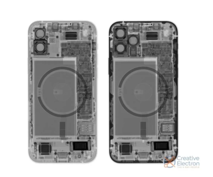 Phần bên trong của chiếc iPhone 12 (trái) và iPhone 12 Pro (phải) (Ảnh: Phone Arena) Phần bên trong của chiếc iPhone 12 (trái) và iPhone 12 Pro (phải) (Ảnh: Phone Arena)