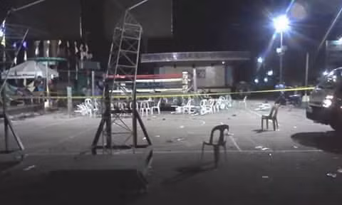 Hiện trường gần khu vực bị đánh bom nơi vừa diễn ra một trận thi đấu quyền Anh.