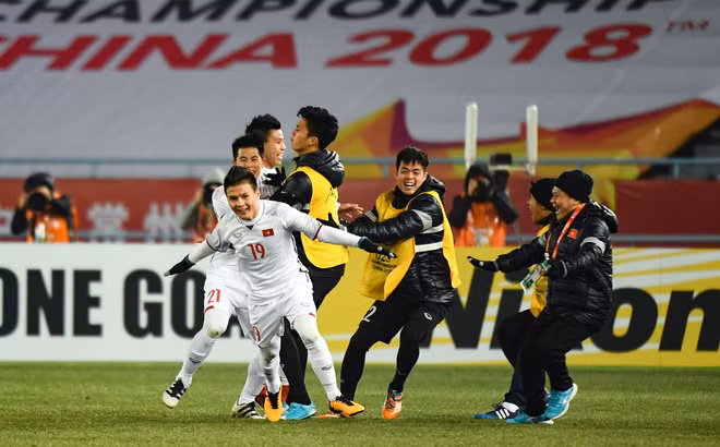 Người hùng Quang Hải của U23 Việt Nam. Ảnh cắt từ clip