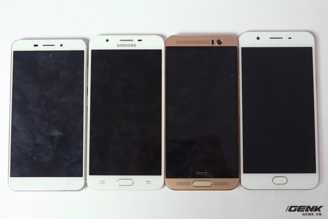 Chính vì viền màn hình lớn, One ME (5.2 inch) to chẳng kém gì Zenfone 3 Laser, Oppo F1s và Galaxy J7 Prime (5.5 inch)