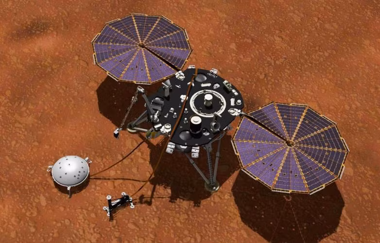 Tàu thăm dò sao hỏa InSight của NASA (Ảnh: BGR)