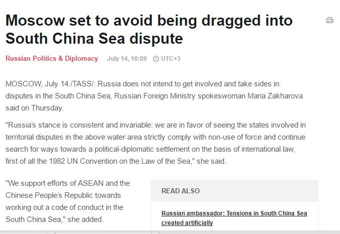 Bản tin của thông tấn Nga Tass đăng tải ngày 14/7/2016.