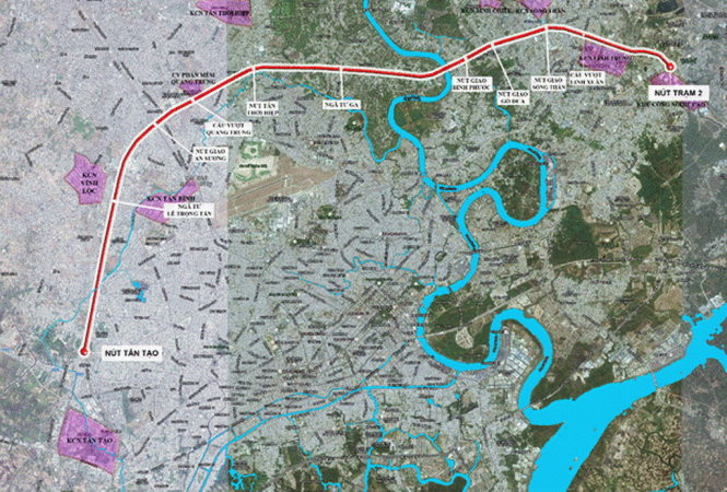 Bố trí các điểm lên xuống đường trên cao số 5