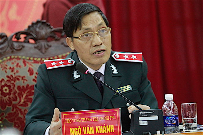 Phó Tổng thanh tra Chính phủ Ngô Văn Khánh trả lời báo chí - Ảnh: V.V.T