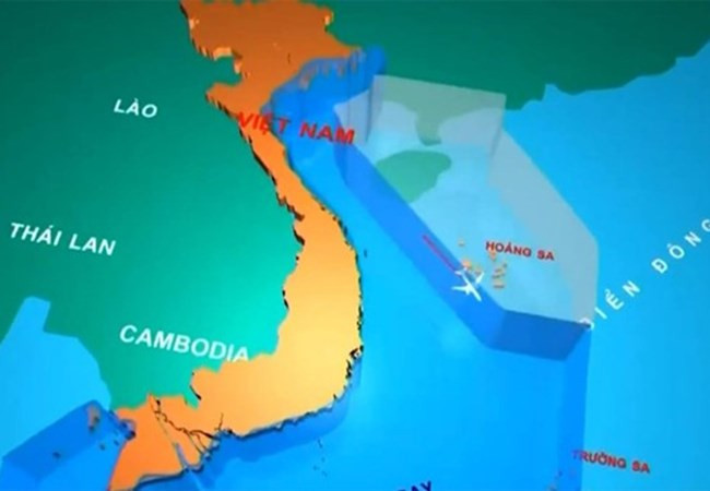 Đồ họa tàu bay của Trung Quốc đi vào FIR Hồ Chí Minh. Ảnh: VTV. 