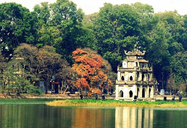 Tháp Rùa, biểu tượng của hồ Hoàn Kiếm (Hà Nội). Ảnh minh họa