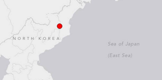 Vị trí trận động đất vừa xảy ra tại Triều Tiên. Ảnh:USGS