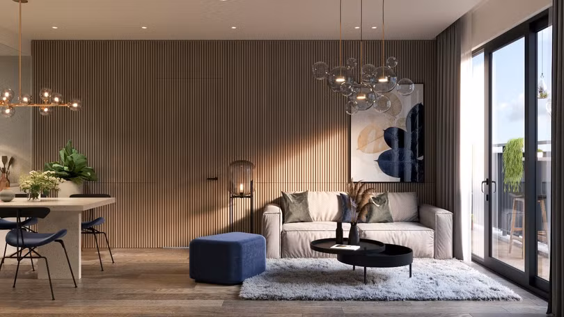 Căn hộ cao cấp BerRiver Jardin được thiết kế hiện đại với không gian phòng khách rộng lớn