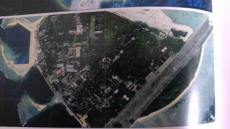 Đảo Phú Lâm nhìn từ trên cao (ảnh do vệ tinh tình báo Mỹ chụp)