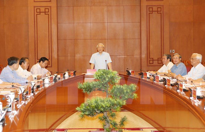 Tổng Bí thư Nguyễn Phú Trọng, Trưởng Ban Chỉ đạo Trung ương về phòng, chống tham nhũng phát biểu tại cuộc họp. (Ảnh: Trí Dũng/TTXVN)