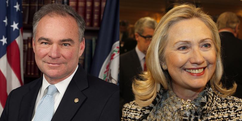 Ông Tim kaine và bà Hillary Clinton.