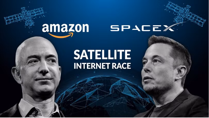 SpaceX vs Amazon: Cuộc chiến giành quyền thống trị Internet trong không gian (Ảnh: Gizmochina)