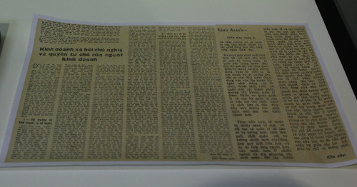 Bài tham luận của GS Đào Xuân Sâm đăng trên mục Diễn đàn kinh tế của báo Nhân dân năm 1986. Ảnh:Hoàng Phương.