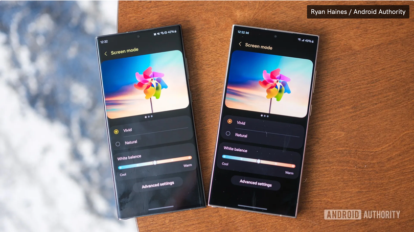 Màn hình của Galaxy S24 Ultra xuất hiện tình trạng bệt màu (Ảnh: Android Authority)