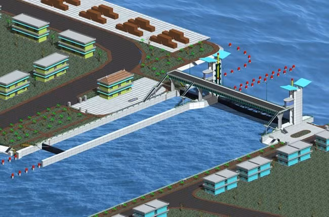 Phối cảnh cống kiểm soát triều Tân Thuận - Ảnh chụp lại: Lê Anh