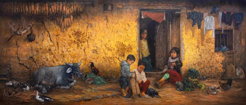 Ảnh 5_ “Khoảng sân nhỏ trước nhà__ Tác phẩm đặc biệt với gần 4 năm nghiền ngẫm và được họa sĩ hoàn thiện vào cuối cuối tháng 9 vừa qua.jpg