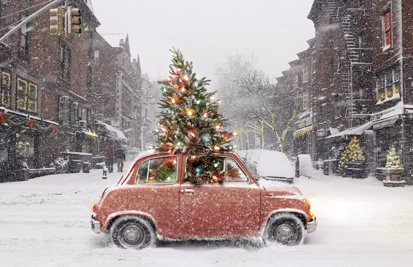 Các nhà sáng chế lấy cảm hứng thiết kế cây thông Giáng sinh mini này từ các cỗ xe tuần lộc. Nguồn: imotobank