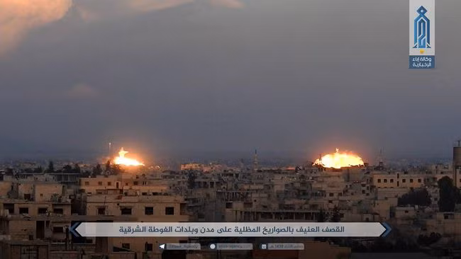 Không quân Nga, Syria không kích dữ dội chiến trường Đông Ghouta - ảnh minh họa trang Iba'a, cơ quan truyền thông Al-Qaeda Syria