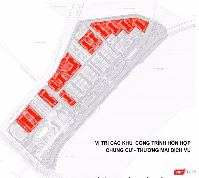 Phân bổ các khu hỗn hợp có ở tại dự án Ba Son Sài Gòn.