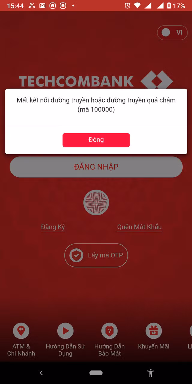 Dịch vụ ngân hàng điện tử của Techcombank lại gặp sự cố, gọi đến đường dây nóng cũng không thể kết nối - Ảnh 1. Dịch vụ ngân hàng điện tử của Techcombank lại gặp sự cố, gọi đến đường dây nóng cũng không thể kết nối - Ảnh 1.