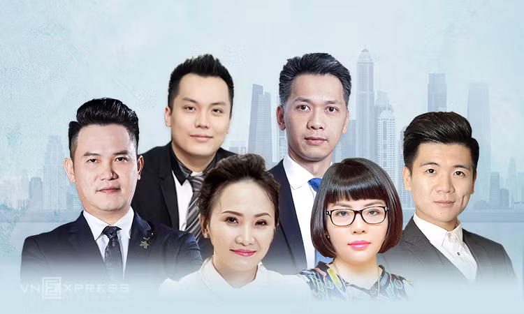 Ông Đặng Hồng Anh (Thành Thành Công), Đỗ Minh Đức (DOJI), Trần Hùng Huy (ACB), bà Đặng Huỳnh Ức My (Thành Thành Công), Đỗ Vũ Phương Anh (DOJI) và ông Đỗ Quang Vinh (SHB). Đồ họa: Tạ Lư. Ông Đặng Hồng Anh (Thành Thành Công), Đỗ Minh Đức (DOJI), Trần Hùng Huy (ACB), bà Đặng Huỳnh Ức My (Thành Thành Công), Đỗ Vũ Phương Anh (DOJI) và ông Đỗ Quang Vinh (SHB). Đồ họa: Tạ Lư.
