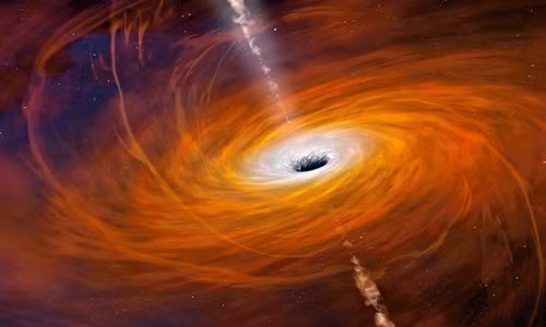 Vật chất xoay tròn theo hình xoắn ốc xung quanh hố đen. Ảnh: NASA.