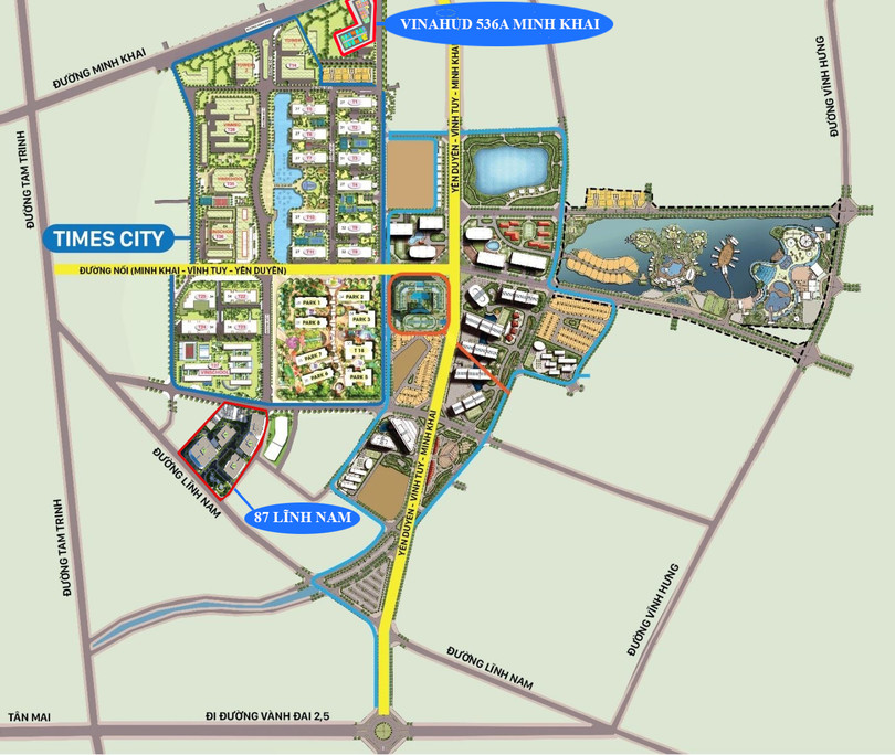Bản đồ quy hoạch tuyến đường kết nối Minh Khai - Vĩnh Tuy - Yên Duyên