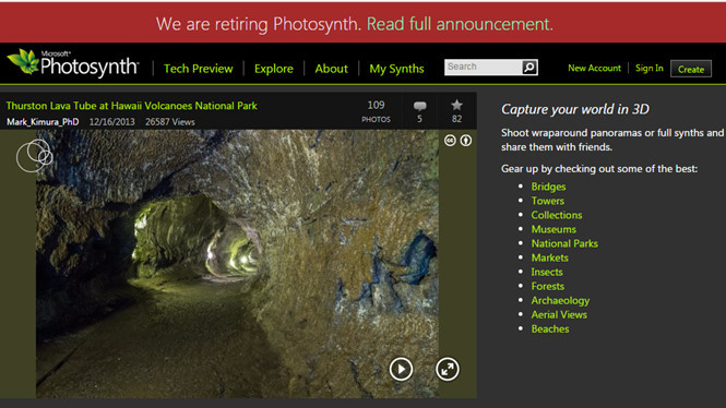 Dịch vụ Photosynth sẽ bị đóng cửa vào tháng 2.2017