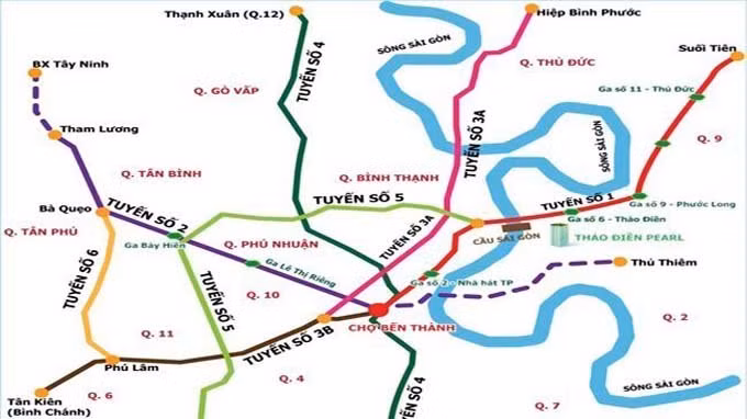 Sơ đồ các tuyến metro TP.HCM - Ảnh tư liệu