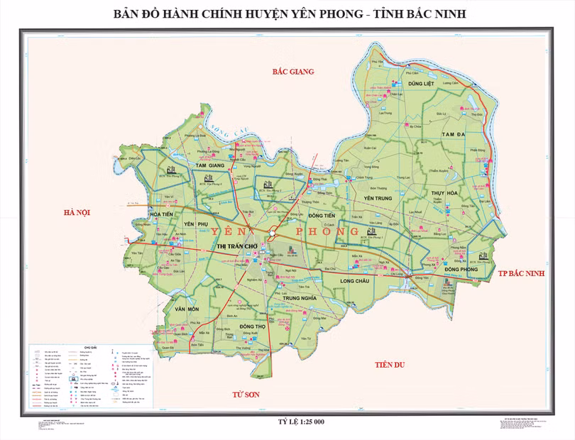 Địa điểm thực hiện dự án tại xã Đông Tiến, xã Trung Nghĩa và thị trấn Chờ, huyện Yên Phong.