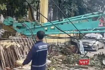 Hiện trường vụ sập cần cẩu xâm hại Bảo tàng Điêu khắc Chăm Đà Nẵng.