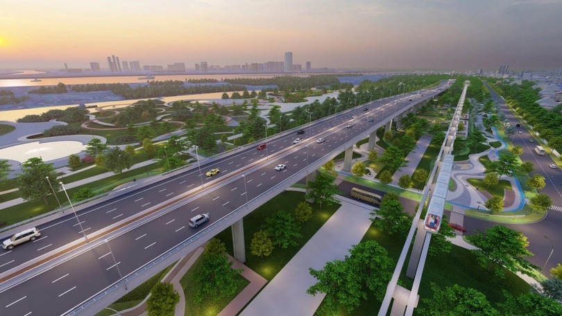 Đáng chú ý, dự án còn bao gồm đầu tư tuyến Metro đi ngầm bên hữu ngạn sông Hồng dài khoảng 45 km, hướng tới kết nối đồng bộ với hệ thống đường sắt đô thị của thành phố. Đồng thời, khu đô thị tái định cư sẽ được triển khai tại chỗ (dạng căn hộ chung cư cao tầng) hoặc tại các quỹ đất đối ứng để thanh toán cho nhà đầu tư. Ảnh: Phối cảnh đại lộ ven sông Hồng.