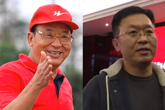 "Vua giày" Uông Hải và con trai Uông Quân vừa bị ông đoạn tuyệt quan hệ. Ảnh: 