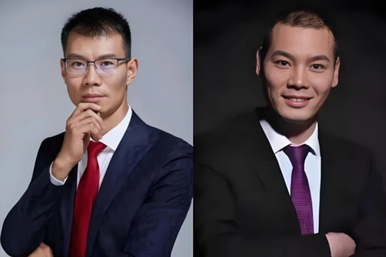 Hai anh em chủ nhân Mixue Trương Hồng Siêu (trái) và Trương Hồng Phủ. Ảnh: Thepaper.