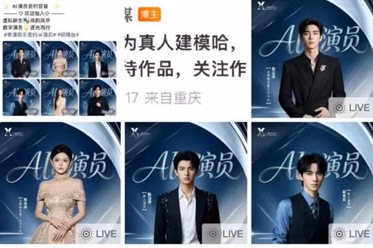 Yuxiao Media công bố ký hợp đồng mua bản quyền bản sao AI của 6 diễn viên người thật. Ảnh: NetEase.