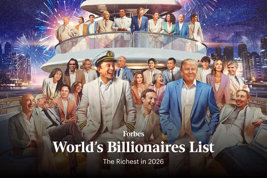Thế giới năm 2026 có tới 3.428 tỷ phú USD theo xếp hạng của Forbes. Ảnh: Forbes.