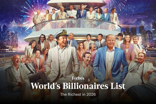 Thế giới năm 2026 có tới 3.428 tỷ phú USD theo xếp hạng của Forbes. Ảnh: Forbes.
