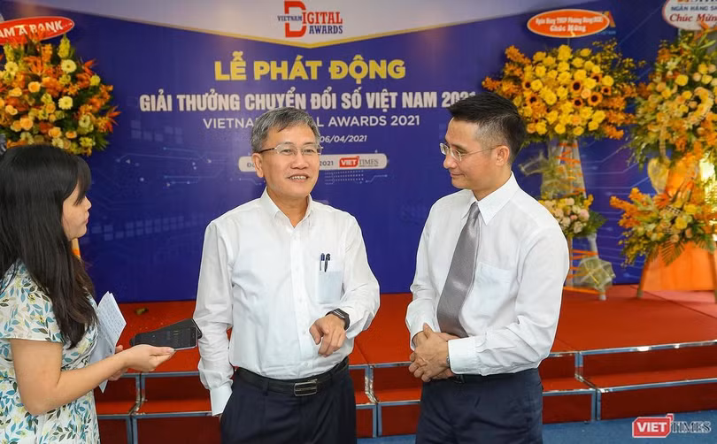 Ông Nguyễn Quang Thanh trao đổi với VietTimes bên lề Họp báo phát động Giải thưởng Chuyển đổi số 2021 - diễn ra mới đây.