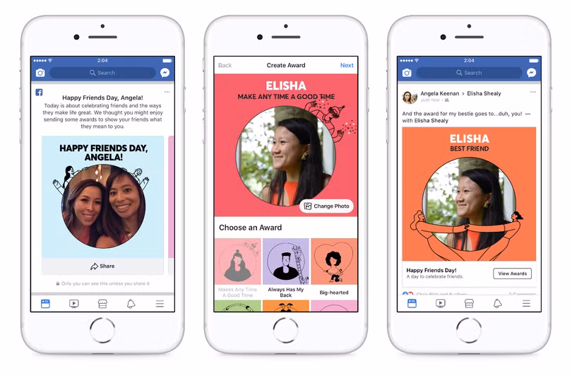 Ngày kỷ niệm ra đời của Facebook (mùng 4/2 hàng năm) được tôn vinh là ngày Tình bạn. Ảnh: Facebook.