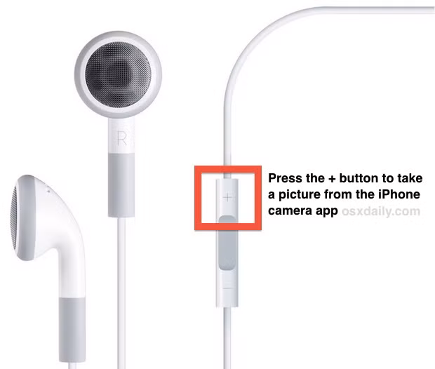 Bạn hoàn toàn có thể nhấn phím "+" trên tai nghe iPhone để chụp ảnh. Bạn hoàn toàn có thể nhấn phím "+" trên tai nghe iPhone để chụp ảnh.