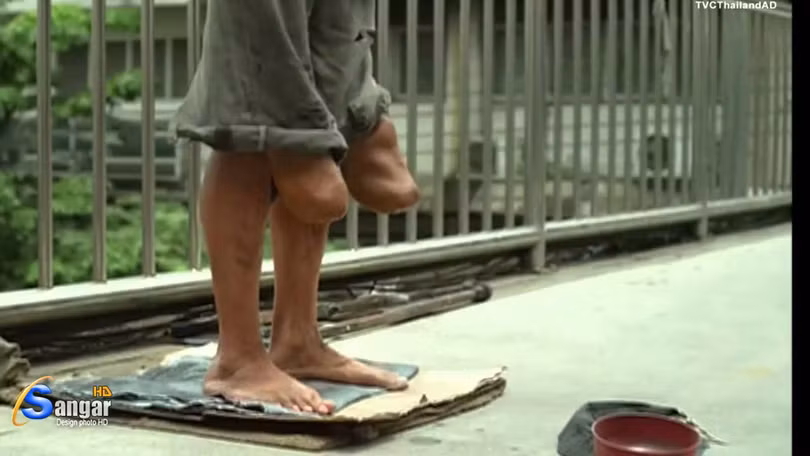Người ăn xin cụt chân lộ nguyên hình
