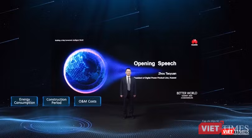 Ông Zhou Taoyuan - Chủ tịch dòng sản phẩm điện kỹ thuật số của Huawei phát biểu tại hội nghị.