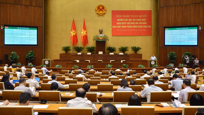 Toàn cảnh Hội nghị toàn quốc nghiên cứu, học tập, quán triệt, Nghị quyết Hội nghị lần thứ 5 Ban chấp hành Trung ương Đảng Khóa XIII ngày 21/7/2022. Ảnh: Quochoi.vn Toàn cảnh Hội nghị toàn quốc nghiên cứu, học tập, quán triệt, Nghị quyết Hội nghị lần thứ 5 Ban chấp hành Trung ương Đảng Khóa XIII ngày 21/7/2022. Ảnh: Quochoi.vn