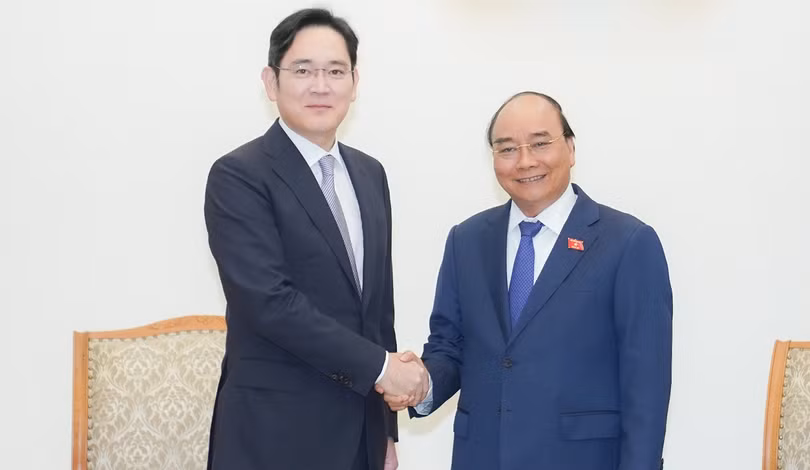 Thủ tướng Nguyễn Xuân Phúc tiếp ông Lee Jae Yong, Phó Chủ tịch Tập đoàn Samsung. Ảnh VGP.